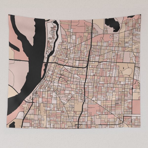 Item preview, Memphis Map Pattern in Soft Pink Pastels designed and sold by PatternMaps.