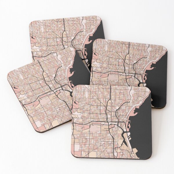 Item preview, Milwaukee Map Pattern in Soft Pink Pastels designed and sold by PatternMaps.