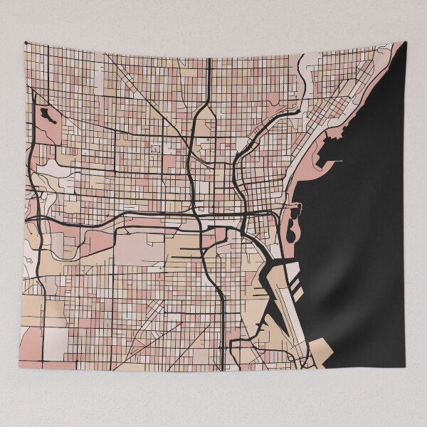 Item preview, Milwaukee Map Pattern in Soft Pink Pastels designed and sold by PatternMaps.
