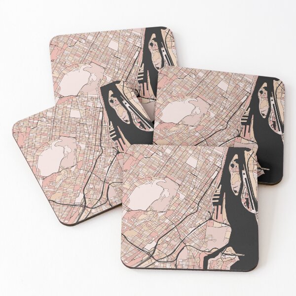 Item preview, Montreal Map Pattern in Soft Pink Pastels designed and sold by PatternMaps.