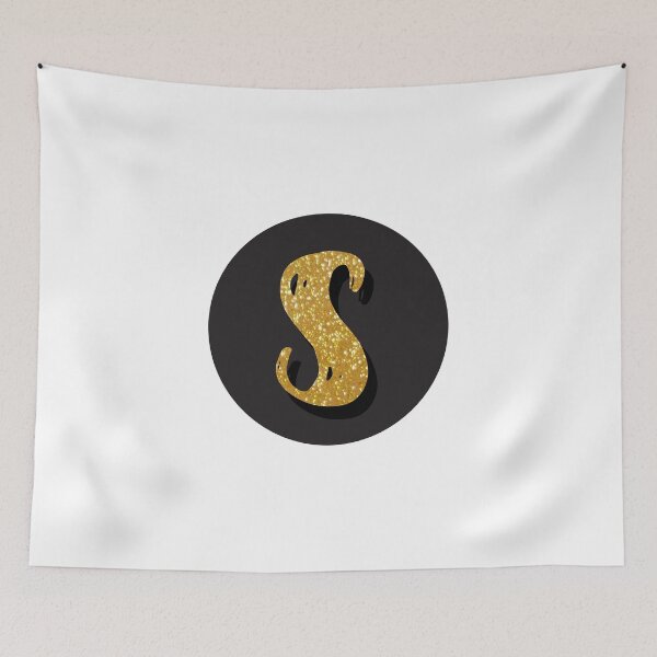 Item preview, Monogram S Gold Glitter in A Black Dot designed and sold by simplymonogram.