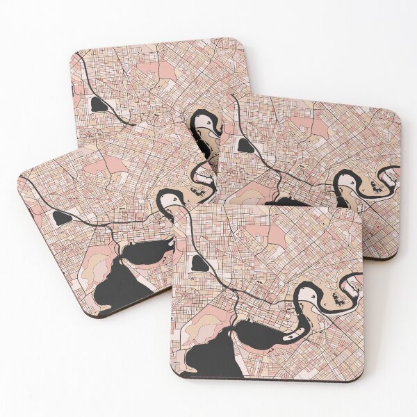 Item preview, Perth Map Pattern in Soft Pink Pastels designed and sold by PatternMaps.