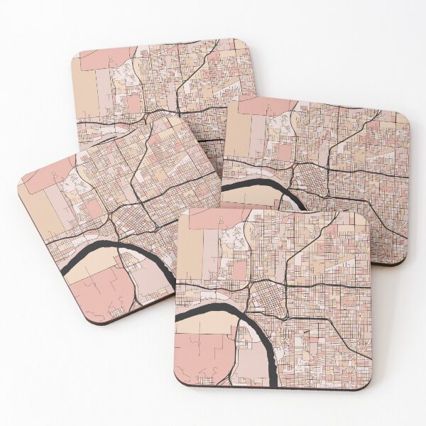 Item preview, Tulsa Map Pattern in Soft Pink Pastels designed and sold by PatternMaps.