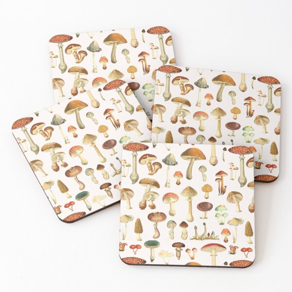 Item preview, Vintage Mushroom Chart Fall Aesthetic Pattern designed and sold by Nature Hues.