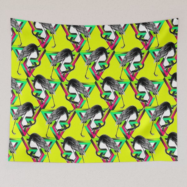 Item preview, 3D, Flamingo, chains ,rainbow ,black ,colorful ,geometric ,stars, space ,wallpaper designed and sold by letsgow8th.