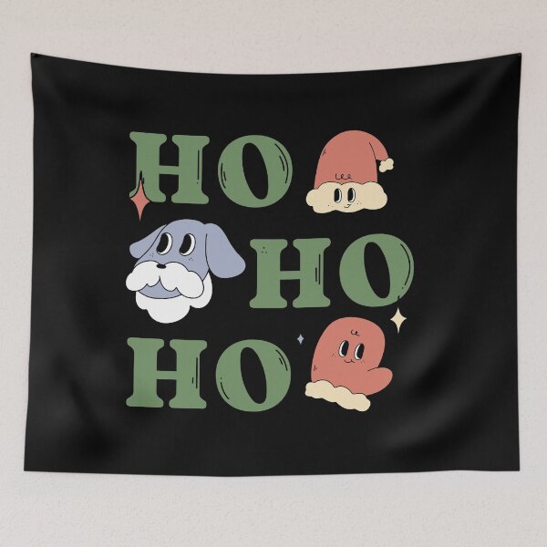 Item preview, Ho Ho Ho Christmas Santa dog groovy retro vintage funny family xmas time  designed and sold by TNwandesignart.