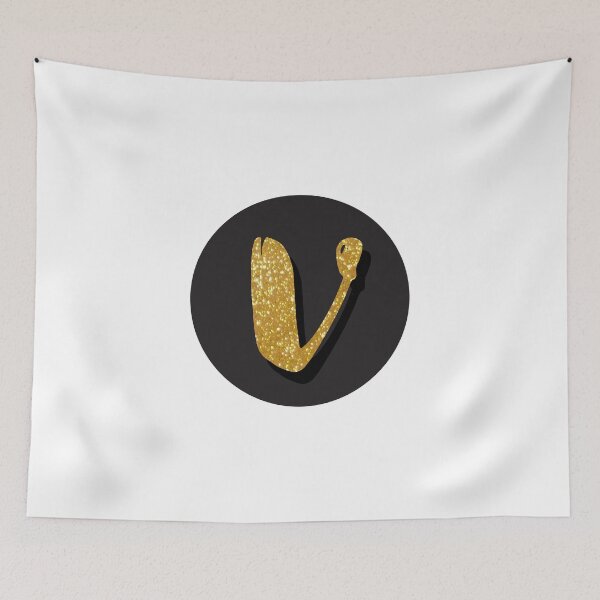 Item preview, Monogram V Gold Glitter in A Black Dot designed and sold by simplymonogram.