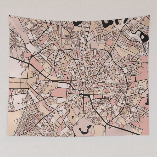 Item preview, Bucharest Map Pattern in Soft Pink Pastels designed and sold by PatternMaps.