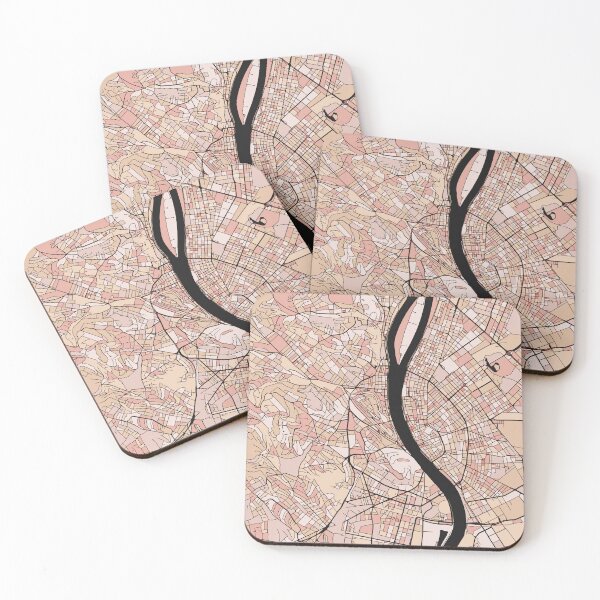 Item preview, Budapest Map Pattern in Soft Pink Pastels designed and sold by PatternMaps.