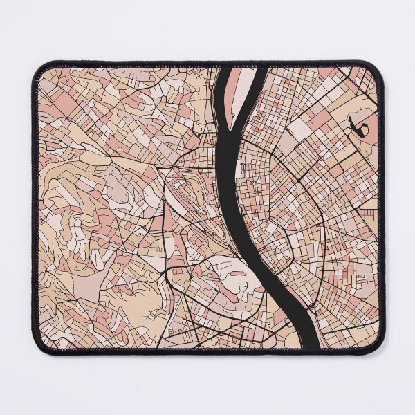 Item preview, Budapest Map Pattern in Soft Pink Pastels designed and sold by PatternMaps.
