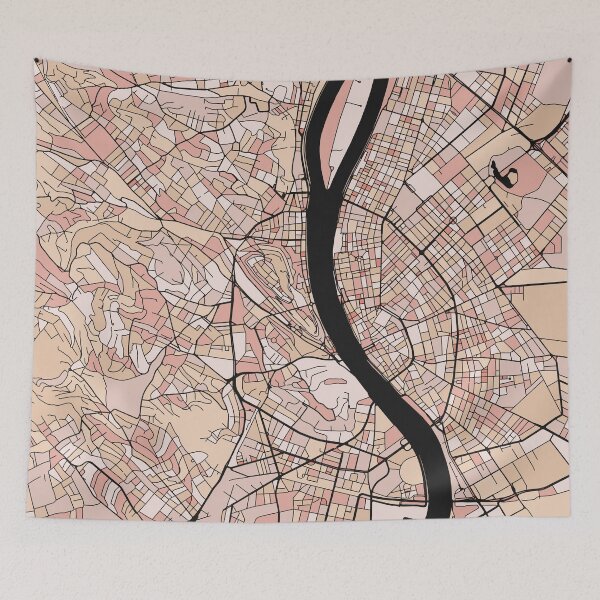 Item preview, Budapest Map Pattern in Soft Pink Pastels designed and sold by PatternMaps.