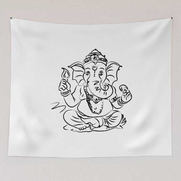 Item preview, ganesh line art | ganesh art poster | lord ganesh art painting designed and sold by KARTICK DUTTA.