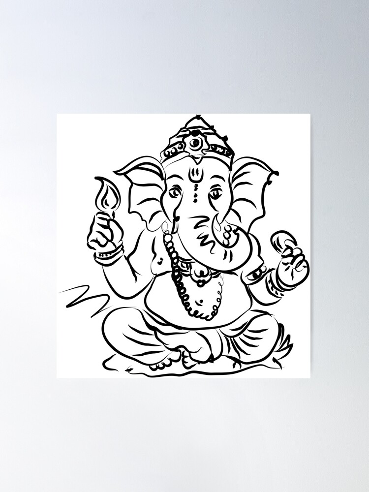 Ganesha Line Drawing, Krishna, Krishna Janmashtami, Diwali, Shiva, Durga,  Puja, Line Art transparent background PNG clipart | HiClipart