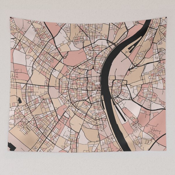 Item preview, Cologne Map Pattern in Soft Pink Pastels designed and sold by PatternMaps.