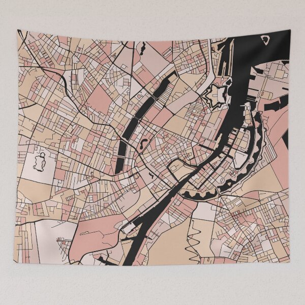 Item preview, Copenhagen Map Pattern in Soft Pink Pastels designed and sold by PatternMaps.