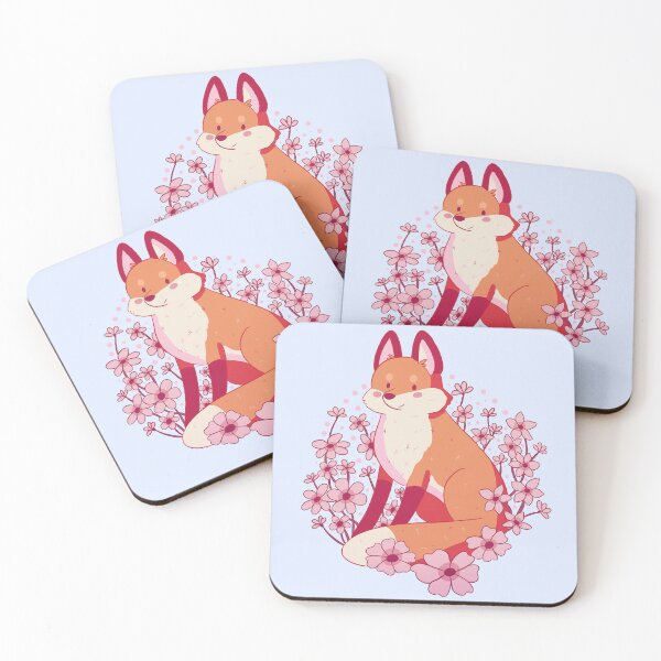 Item preview, Cute fox surrounded by pink flowers  designed and sold by Yaragold.