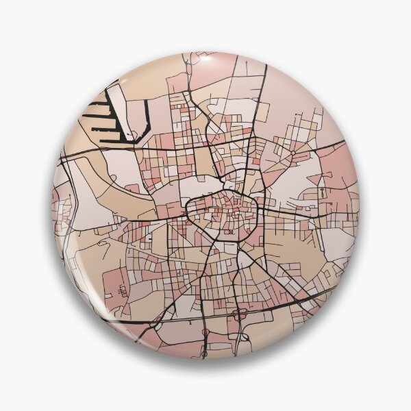Aperçu de l'œuvre Modèle de carte de Dortmund dans des pastels roses tendres créée et vendue par PatternMaps.