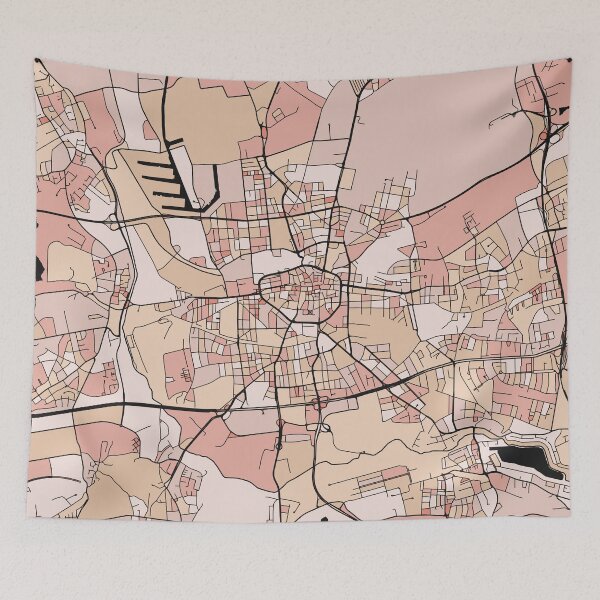 Item preview, Dortmund Map Pattern in Soft Pink Pastels designed and sold by PatternMaps.