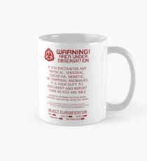SCP Foundation Red Warning Sign - White Background Mug
