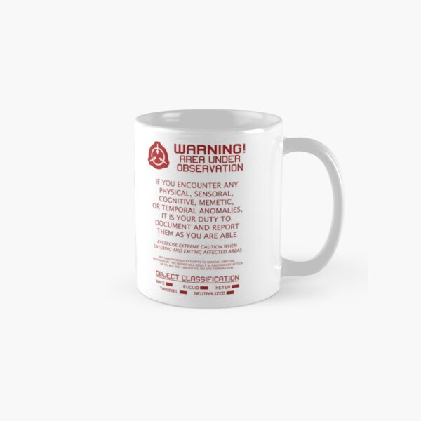 SCP Foundation Red Warning Sign - White Background Classic Mug
