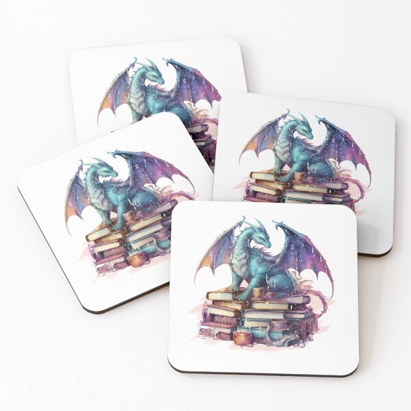 Item preview, dragones y libros designed and sold by PrettyPittie Shop.
