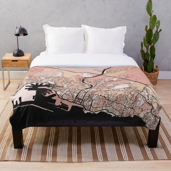 Artikelvorschau, Genua-Kartenmuster in zartrosa Pastelltönen entworfen und verkauft von PatternMaps.