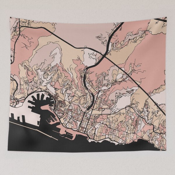 Item preview, Genoa Map Pattern in Soft Pink Pastels designed and sold by PatternMaps.