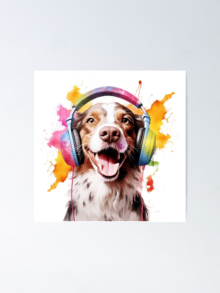 Funny Dog listening to music