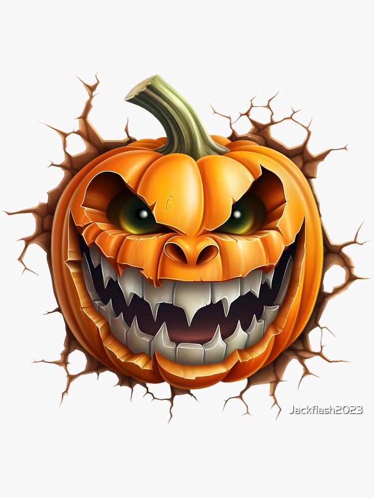 Pumpkin Horror Scary Face Halloween Party T-Shirt' Sticker