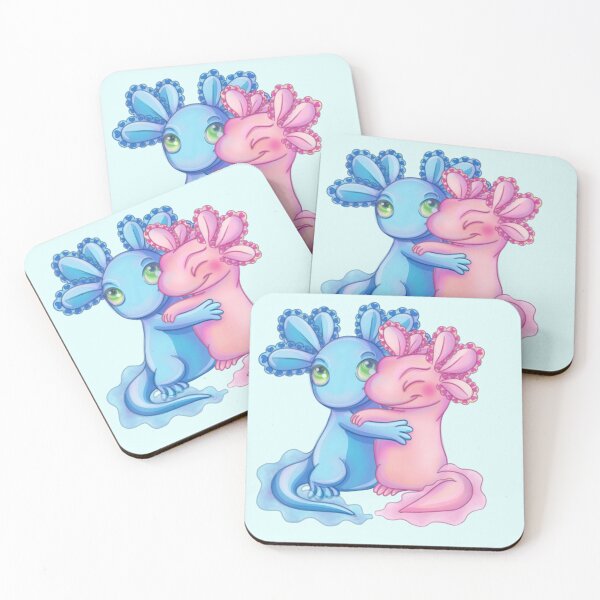Item preview, Kawaii Axolotl Love Birds Pink and Blue designed and sold by Levana-Jane.