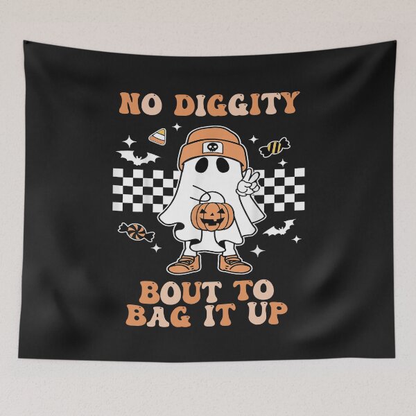 Item preview, Groovy No Diggity Bout To Bag It Up Ghost Halloween  designed and sold by Pitchou07.