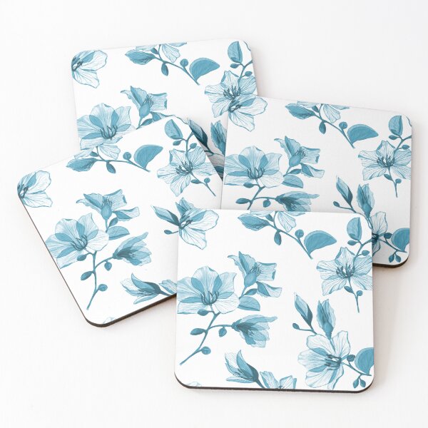 Item preview, Transparent tropical Bauhinia watercolor flowers. Translucent Orchid tree branches. Exotic blue Magnolia flower. Xray flowers designed and sold by likapix.