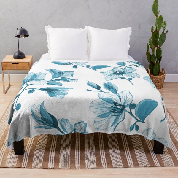 Item preview, Transparent tropical Bauhinia watercolor flowers. Translucent Orchid tree branches. Exotic blue Magnolia flower. Xray flowers designed and sold by likapix.