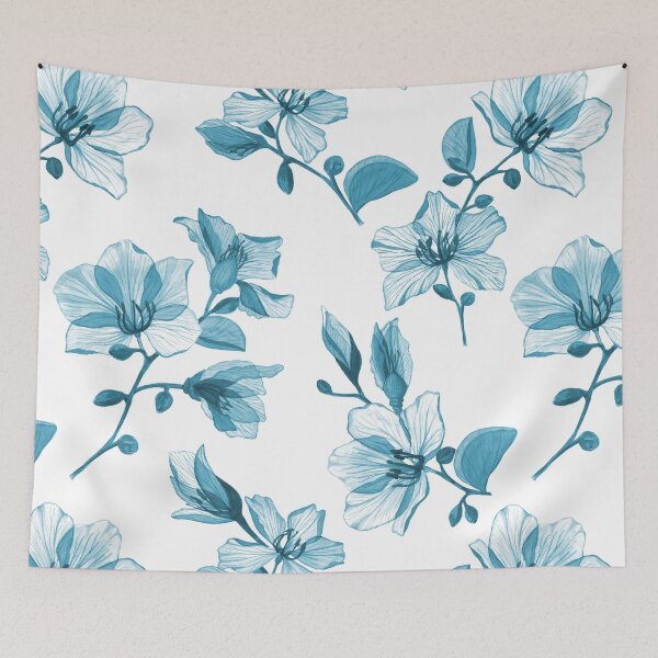 Item preview, Transparent tropical Bauhinia watercolor flowers. Translucent Orchid tree branches. Exotic blue Magnolia flower. Xray flowers designed and sold by likapix.