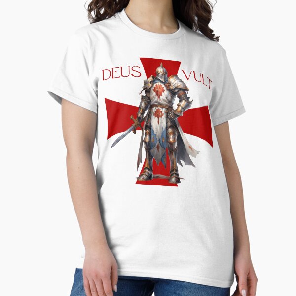 Vista previa del artículo con la obra «Deus Vult Cruzado Caballero Medieval», diseñado y vendido por AgeOfHeroes.
