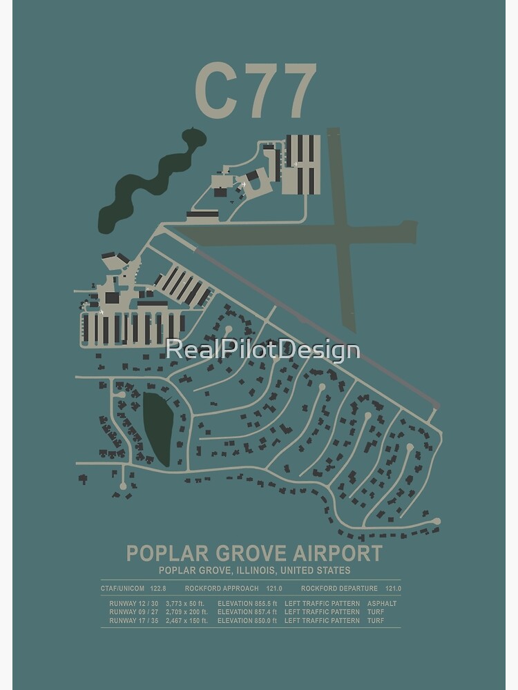 "C77, Poplar Grove Airport, Illinois Airport Art Print" Poster for Sale