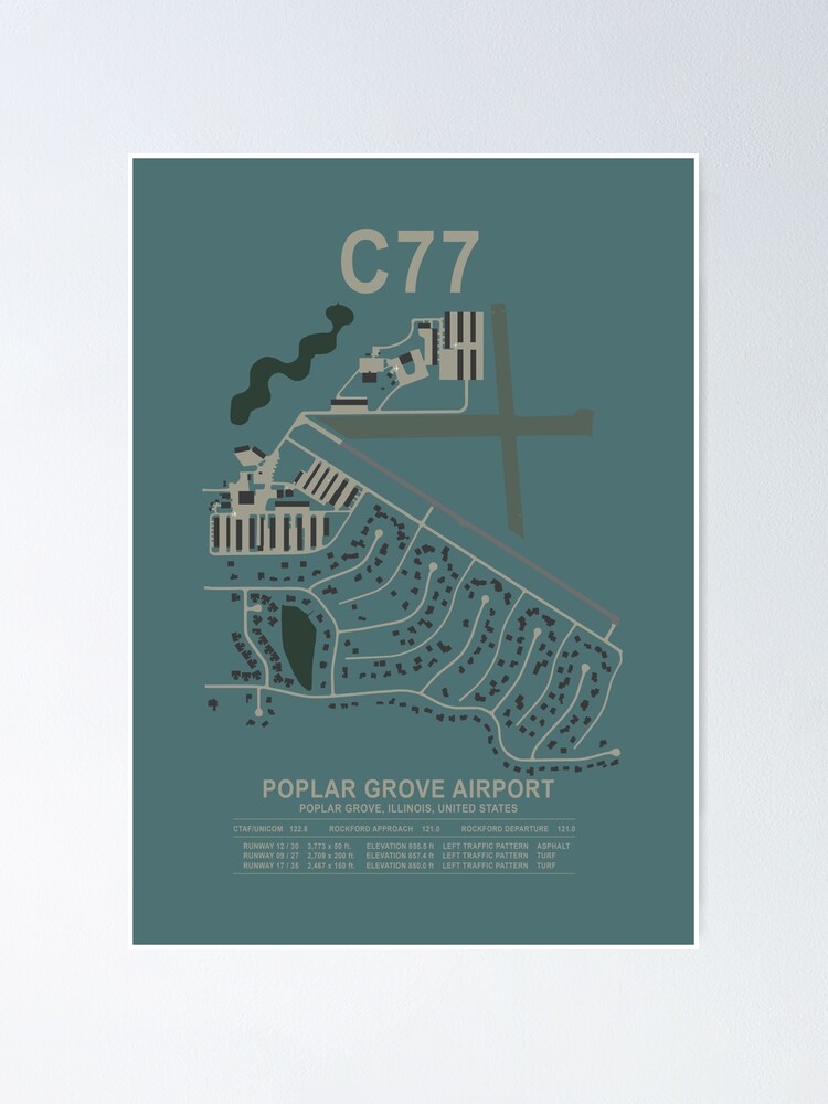 "C77, Poplar Grove Airport, Illinois Airport Art Print" Poster for Sale