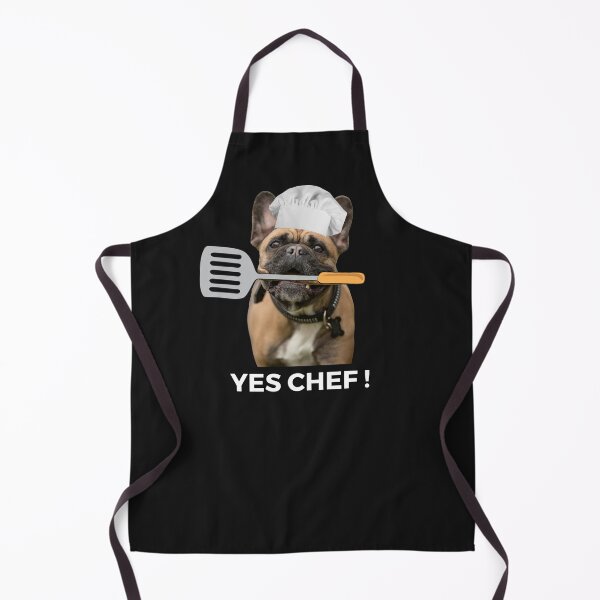 Item preview, French Bulldog cook, wearing chef hat say yes chef designed and sold by Kissudesign.