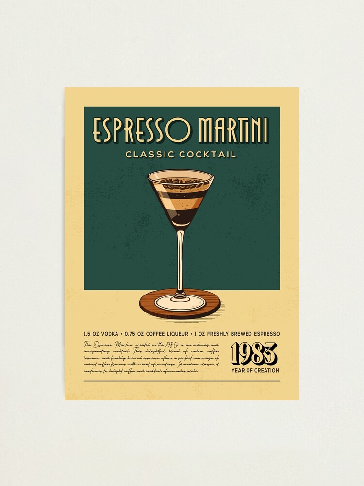 Espresso Martini Cocktail Print, Home Bar Poster Print, Kitchen