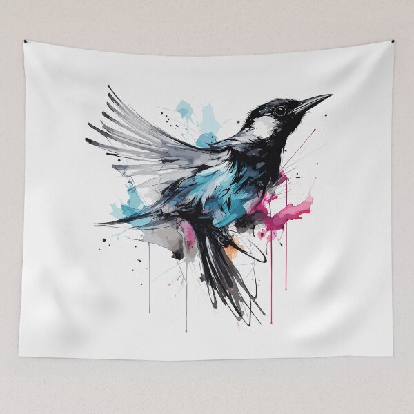 Item preview, butcherbird, colorful bird illustration designed and sold by Niktarka.