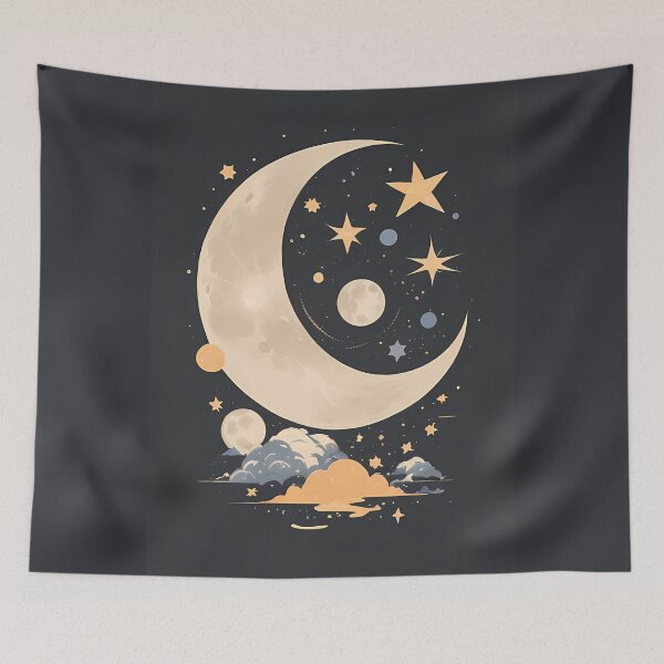 Item preview, Witchy Celestial and Moon Boho Minimalist Art designed and sold by Yellowriversss.