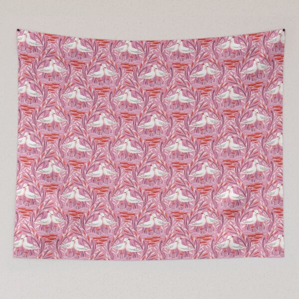 Item preview, pink and orange dreamy pair of seagulls in the lake - collection "Lake life" designed and sold by RenattaZare.