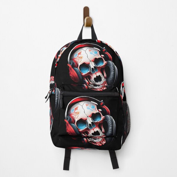 Item preview, SKULL IN HEADPHONES BLUE RED 1 designed and sold by justyna-s28.