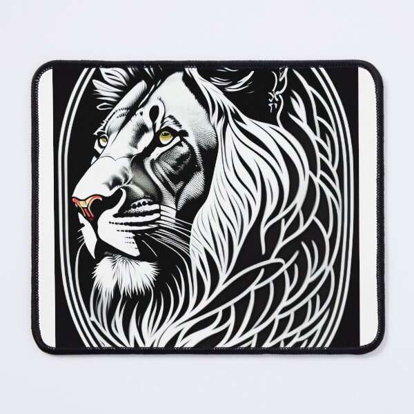 Item preview, lion head and only facing front, glaring, black and white, designed and sold by SHIVSHANKAR SHIVSHANKAR.