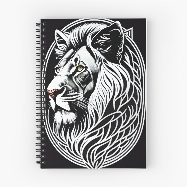 Item preview, lion head and only facing front, glaring, black and white, designed and sold by SHIVSHANKAR SHIVSHANKAR.
