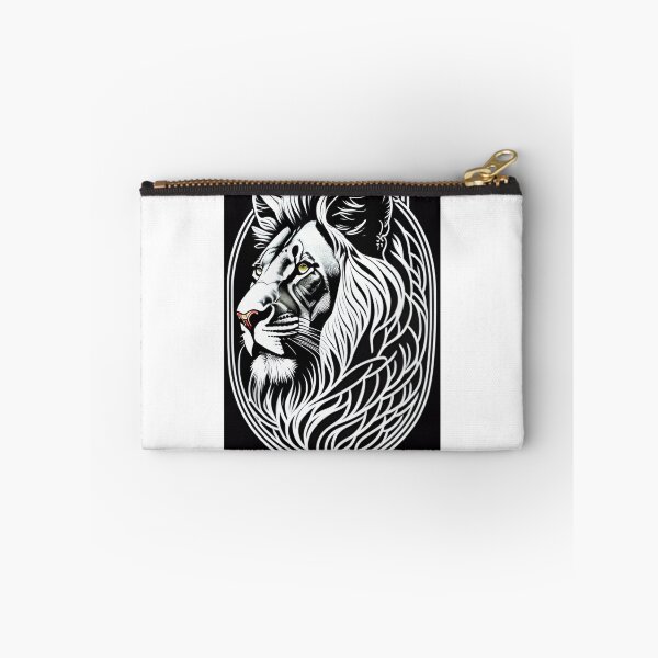 Item preview, lion head and only facing front, glaring, black and white, designed and sold by SHIVSHANKAR SHIVSHANKAR.