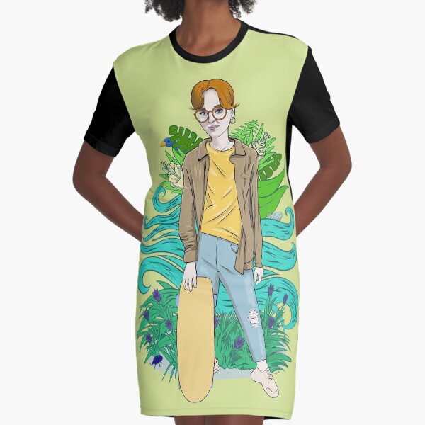 Girl with skateboard Graphic T-Shirt Dress
