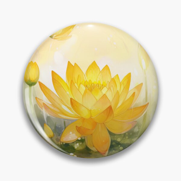 Item preview, Yellow Lotus Flower of the Third Chakra - Watercolor Painting in Transparent Glass Ball designed and sold by TetianaArt.