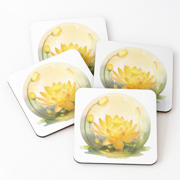 Item preview, Yellow Lotus Flower of the Third Chakra - Watercolor Painting in Transparent Glass Ball designed and sold by TetianaArt.