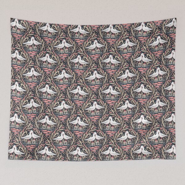 Item preview, dreamy pair of seagulls in the lake - collection "Lake life" - neutral beige and pink designed and sold by RenattaZare.